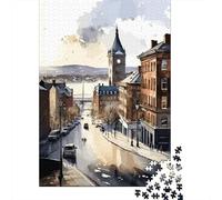 New Year Gift: Oslo Norway Watercolor 1000 Piece Jigsaw, 38x26cm/1000pcs