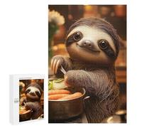 New Year Gift: Sloth Cooking, 1000 PCS, Wooden Jigsaw Puzzle for Adults, for Mindful Indoor Entertainment