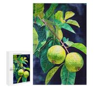 New Year Gift - Vibrant Green Guavas Botanical Watercolor Art, Challenging Puzzle for Adults, 1000 PCS, with A Decorative Finished Picture