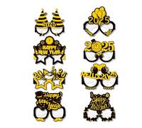 New Year Glasses 2025 - Happy New Year Decoration Glasses 2025, 8X Party Decorations Paper Glasses | Fun Party Decoration Glasses for Halloween Parties, Party