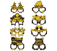 New Year Glasses | 8 Pieces Eyeglasses for Photo Loft | Holidays Party Glasses | for Teens Adults Participants Hosts Guests Night Celebration Office Dinner Christmas Carols Thematic Event