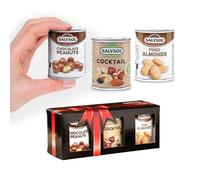 New Year Happy Holidays Gifts - Festive Nut Snacks - Chocolate Coated Peanuts, Natural Cocktail Mixed Nuts and Cashews - Gift Sets for Men and Women