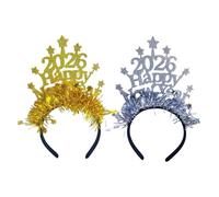 New Year Headband - 2 pieces festive party decorations 2026, glittery and comfortable headwear for celebration, holiday accessories for the whole family, perfect for party