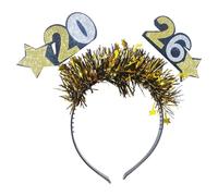 New Year Headband 2026 - Sparkling Gold Black Party Accessory, Soft Cloth Hair Hoop, Lightweight Festive Design | Decorative Headwear for Women Men Kids, Family Celebration Indoor Outdoor Event