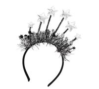 New Year Headband Star Silver Glitter Tinsel Foil Hair Hoop | Gold Tassel Sequin Head Bands for Women Couples Home Office Christmas Birthday Photoshoot