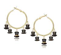 New Year Hoop Earrings for Women Cute Star Top Hat Hoop Earrings Champagne Bottle Cheer Earrings New Year’s Eve Earrings Happy New Year Outfits Accessories Party Gifts, L, Alloy Steel, No Gemstone