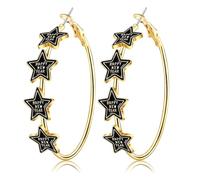 New Year Hoop Earrings for Women Star Top Hat Clock Earrings New Year's Eve Earrings New Year Accessories Holiday Outfits Jewelry Gifts, L, Alloy Steel, No Gemstone