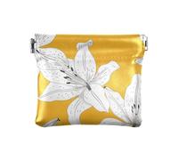 New Year Lily White Floral Women's Leather Coin Purse Wallet Waterproof Makeup Bag Change Purse for Girls Women Ladies