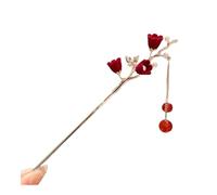 New Year National Style Hairpin Women's High-end Elegant Headwear Hair Ornaments New Chinese Red Rose Hairpin Flocking Antique(02)