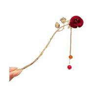 New Year National Style Hairpin Women's High-end Elegant Headwear Hair Ornaments New Chinese Red Rose Hairpin Flocking Antique(06)