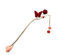 New Year National Style Hairpin Women's High-end Elegant Headwear Hair Ornaments New Chinese Red Rose Hairpin Flocking Antique(07)
