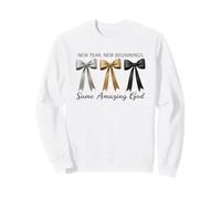 New Year New Beginnings Same Amazing God Christian Faith Bow Sweatshirt