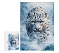 New Year Party Activity: Snow Leopard in Winter, 300 PCS, Wooden Jigsaw Puzzle for Adults, for Relaxing Solo Or Group Play