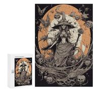 New Year Party Activity - Spooky Witch Moonlit Night -1, Adult Tabletop Puzzle, 300 PCS, for Mindful Indoor Entertainment