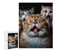 New Year Party Activity - Surprised Cats Compilation-2, Jigsaw Puzzle for Adults, 500 PCS; for Shared Table Time