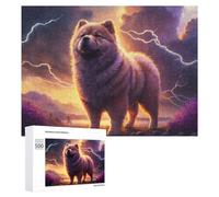 New Year Party Activity - Thundering Paws The Majestic Chow Chow's Roar, Wooden Picture Puzzle for Grown-Ups, 500 PCS, with A Decorative Finished Picture