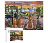 New Year Puzzle Gift: Dog Murals for Kids Room Decor, 500 PCS, Decorative Wooden Puzzle, for Relaxing Solo Or Group Play
