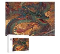 New Year Puzzle Gift - Dragon's Fiery Ascension, Wooden Art Puzzle, 300 PCS; for Shared Table Time