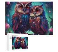 New Year Puzzle Gift - Enchanted Forest Owls, Wooden Art Puzzle, 300 PCS; for Shared Table Time