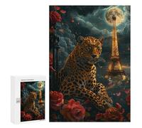 New Year Puzzle Gift: Paris Leopard Romance, 300 PCS, Wooden Jigsaw Puzzle for Adults, for Relaxing Solo Or Group Play