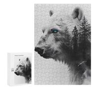 New Year Puzzle Gift: Polar Bear Double Exposure, 300 PCS, Adult Tabletop Puzzle; for Couples, Friends And Family