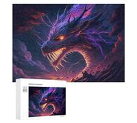 New Year Puzzle Gift: Thunder Dragon Fantasy Artwork -1, 300 PCS, Decorative Wooden Puzzle, for Relaxing Solo Or Group Play