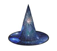 New Year Pyrotechnics Print Halloween Witch Hat,Foldable Spire Hat,Suitable For Halloween Carnival,Masquerade,Party Costume Accessories
