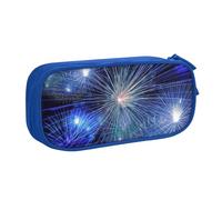 New Year Pyrotechnics Print Pencil Case, Large Capacity Pen Case Bag Pouch Holder Stationery Desk Organizer with Zipper for School & Office Supplies