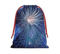 New Year Pyrotechnics Print Ultra-Soft Velvet Gift Bag Christmas Wrapping Bags Gift Bag With Drawstring Party Favors Bags