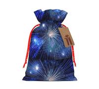 New Year Pyrotechnics Printing Fashion Bag Lightweight Drawstring Pouch With Kraft Tag For Christmas Halloween