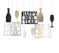 New Year’s Eve Reflective Cardstock Wall Cutouts - (Pack of 12) - Assorted Party Decorations for Celebrations, Events & Festive Decor