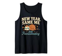 New Year Same Me Funny Lazy Sloth Anti New Year Resolution Tank Top