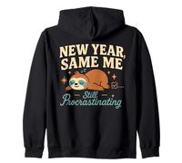 New Year Same Me Funny Lazy Sloth Anti New Year Resolution Zip Hoodie