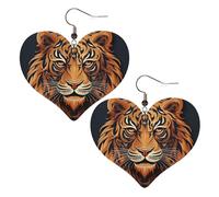 New year tiger logo design Leather Earrings for Women Heart Earring Lightweight Dangle Earrings Jewelry Gifts, One Size, No Gemstone