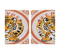 New Year Tiger Logo Design Passport Holder Ultra Slim PU Leather Travel Document Organizer Compact Premium International US Passport Protector Cover for Women Men