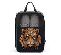 New Year Tiger Logo Design Shoe Bag Travel Shoe Organizer Water-Resistant Shoe Pouch with Zipper Sneaker Dust Bag, gray, One Size, Modern