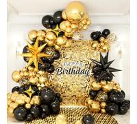 New Years Balloon Garland Arch Kit 2026, Black Gold Exploding Star 2026 Numbers Foil Balloons for Happy New Year, New Year's Eve Birthday Party Decorations