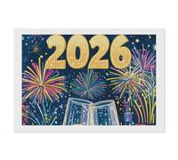 New Years Champagne Diamond DIY Painting Kits Horizontal Round Full Drill Digital Art Craft for Home Office Wall Decor 8"x12"