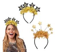 New Year's Eve Decoration 2025, Pack of 2 Headband for New Year's Party, Glittering Stars, Gold and Silver, Festive Headpiece for Adults and Children, Perfect for New Year's Eve Party, Carnival and