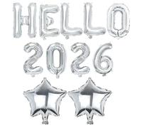 New Years Eve Decorations 2026,11Pcs Gold 2026 Happy New Year Balloons Banner Set (silver)