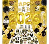 New Years Eve Decorations 2026, Happy New Year 2026 Decorations for Balloons, Photo Props, Party Horns, Happy News Year Banner, Foil Curtain, 71 pcs News Years Eve Party Accessories