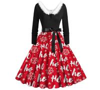 New Years Eve Dress, Womens Christmas Printed Pullover Long Black Skirt Dress Christmas Women Ladies Dresses Fancy Costumes For Women Ladies Outfits