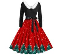 New Years Eve Dress, Womens Christmas Printed Pullover Long Black Skirt Dress Christmas Women Ladies Dresses Fancy Costumes For Women Ladies Outfits