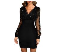 New Year's Eve Dresses Women's Glitter Black Party Elegant 2019 Female Sequins Retro Charming Summer Kulb Wonen Clothing Women's Dress Houndstooth Dress Elegant, black, S
