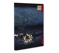 New Years Eve Foxfires By Utagawa Hiroshige Canvas Print | Gallery Wrapped 30mm Frame Wall Art | 20x14 inches | Ready to Hang | Asian Picture | Living Room Bedroom Lounge Office
