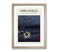 New Years Eve Foxfires By Utagawa Hiroshige Exhibition Museum Asian Japanese Framed Wall Art Print, Ready to Hang Picture for Living Room Bedroom Home Office Décor, Oak A3 (34 x 46 cm)