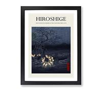 New Years Eve Foxfires By Utagawa Hiroshige Exhibition Museum Asian Japanese Framed Wall Art Print, Ready to Hang Picture for Living Room Bedroom Home Office Décor, Black A4 (34 x 25 cm)