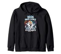 New Year's Eve Funny Wolf Pack 2026 Celebration Zip Hoodie