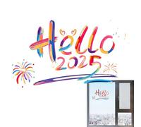 New Years Glass Decals - Hello 2025 Static Sticker - New Year Window Stickers for Holiday Living Room Home Kitchen Decor