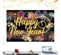 New Years Photo Backdrop | 2D Print Golden Balloons Wall Background - 39x59in Happy New Year Sign 2026,for Graduation Prom, Holiday Party, Birthday, Studio Props, Patio, Indoor, Apartment